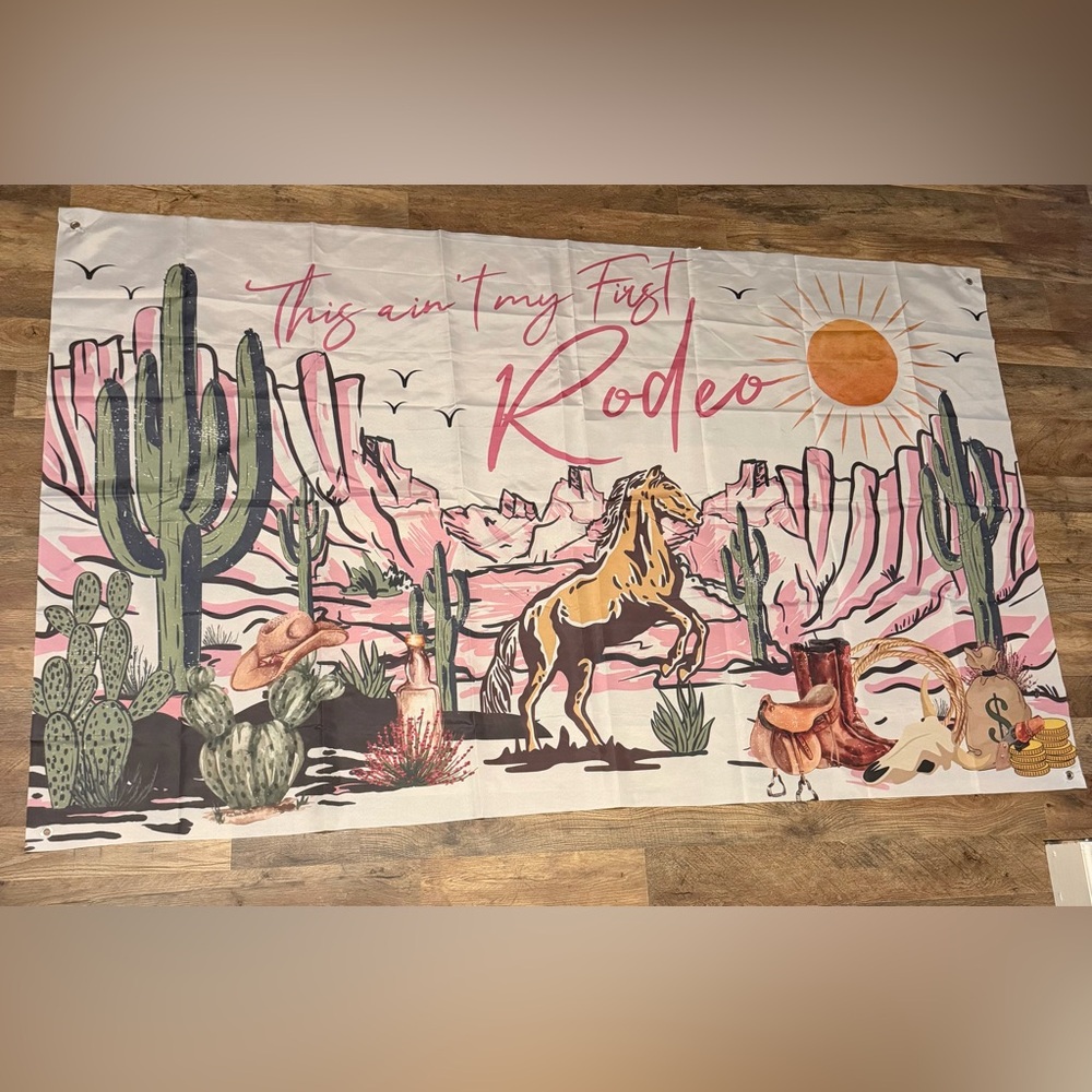 This Ain't My First Rodeo- 2nd birthday party cowgirl Horse Wall Tapestry